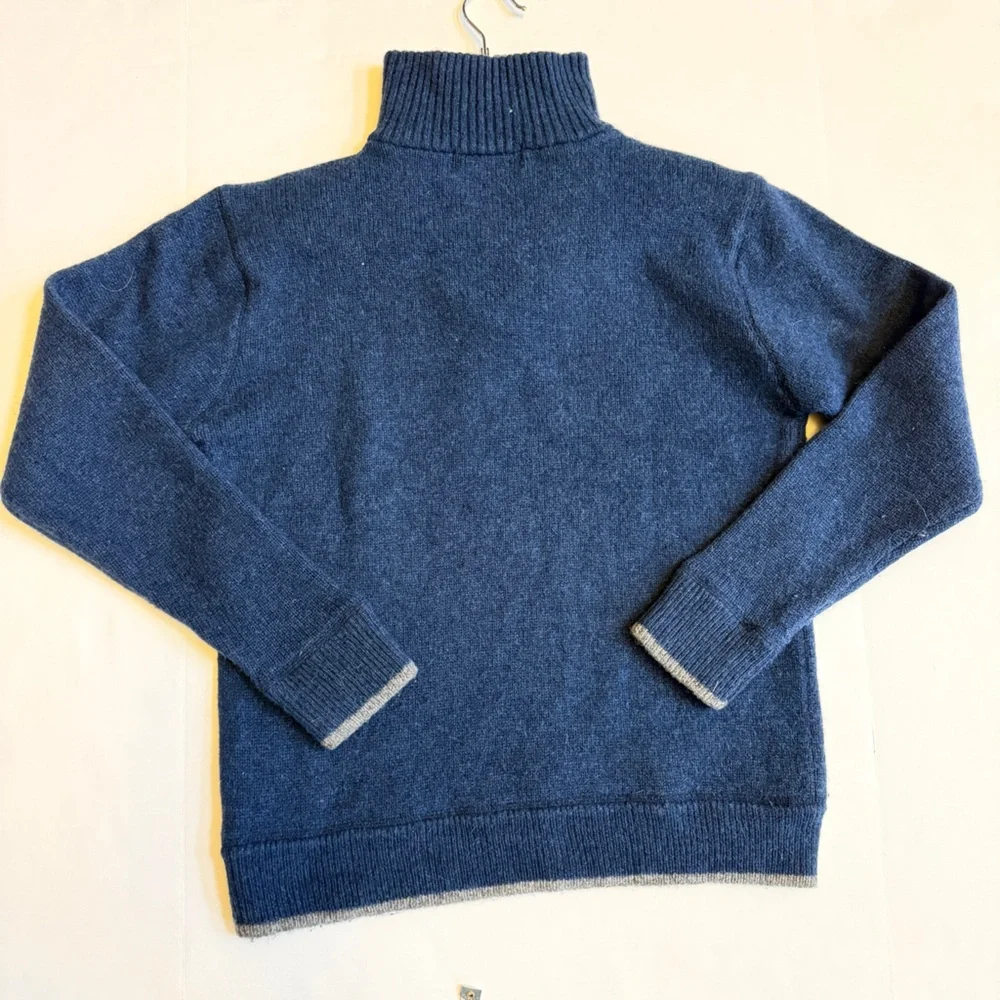 Irelandseye Men's Navy Blue‎ 100& Irish Wool Knitted 1/4 Zip-Up Sweater Size M